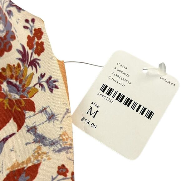 Free People Movement Womens M Hater Crop Top Cream Pink Rust Boho Print Yoga New - Picture 3 of 7